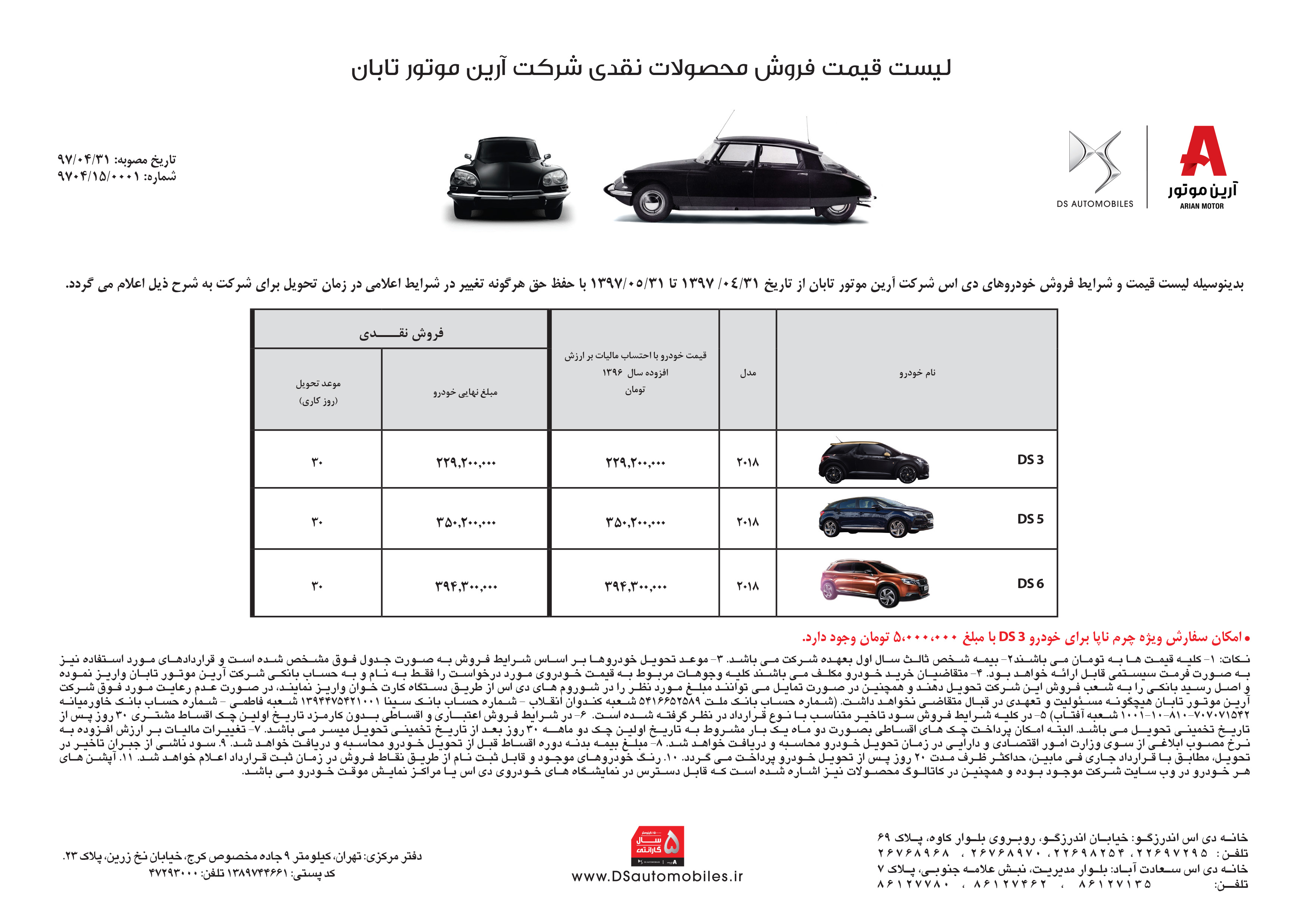 شرایط فروش نقدی و مشارکتی محصولات DS